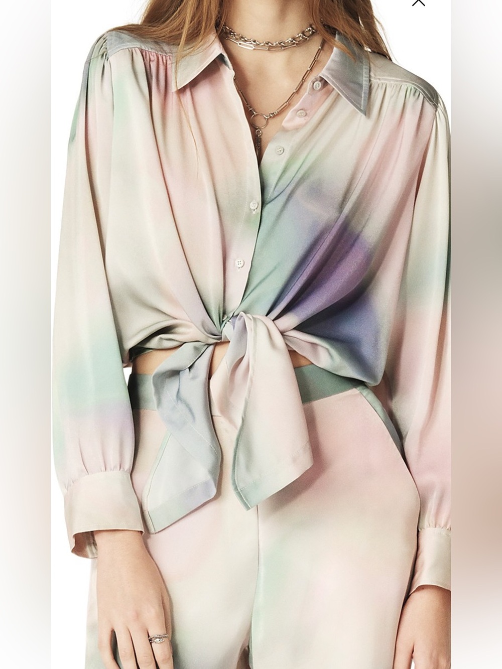 Ba&sh tie dye tie front blouse. Xl